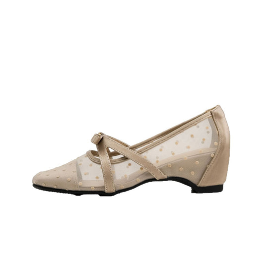 Damen Ballerinas mit zartem Punktemuster und elegantem Riemchen EB