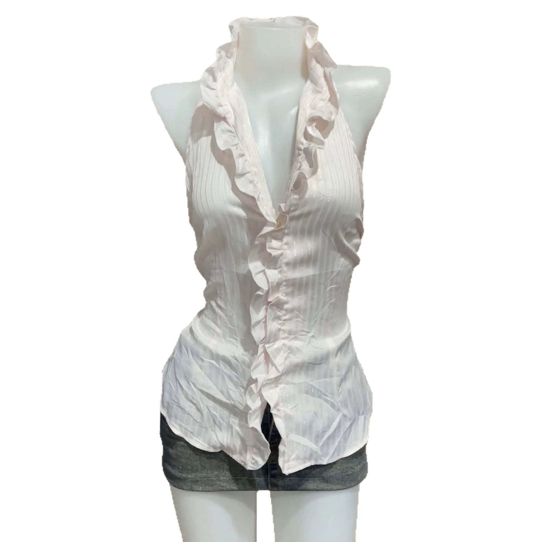 Damen Elegantes Faltenoberteil mit Rüschen EB