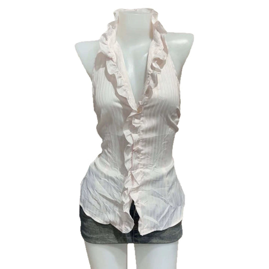Damen Elegantes Faltenoberteil mit Rüschen EB
