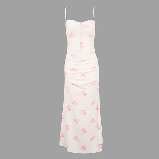 Damen Maxikleid mit zarten Rüschendetails und floralem Mustermix EB