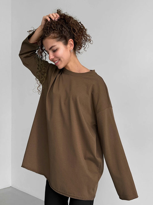 Damen Oversize Langarmshirt mit hohem Kragen EB