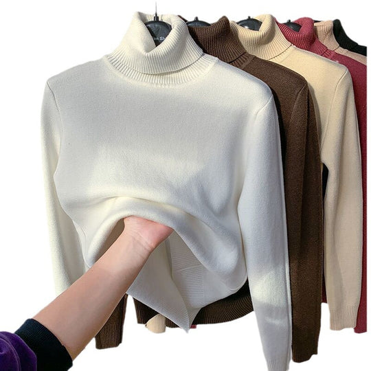 Damen Feinstrick-Rollkragenpullover mit wärmendem Innenfutter und schmaler Silhouette EB
