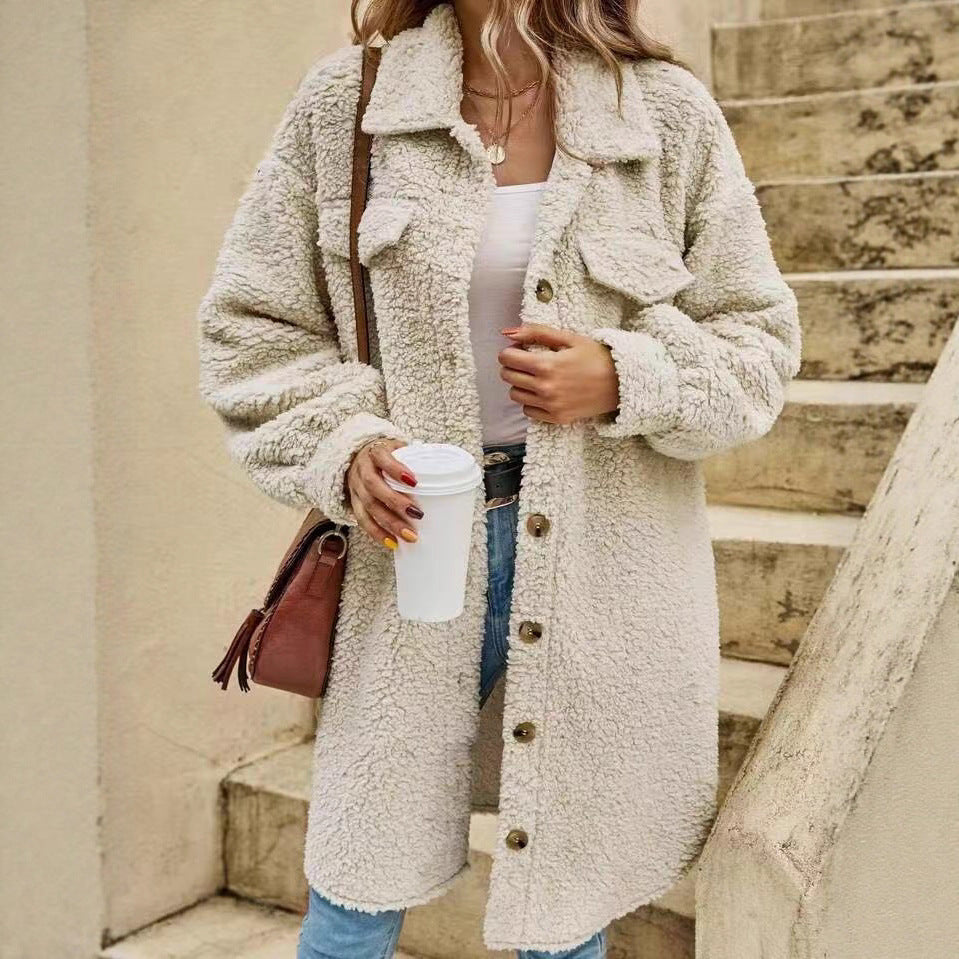 Damen Weiche und kuschelige Oversized-Jacke EB