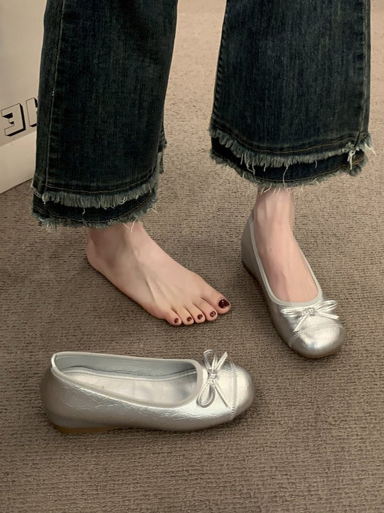 Damen Ballerinas mit dekorativem Schleifendetail und hochwertiger Fleeceaussensohle EB