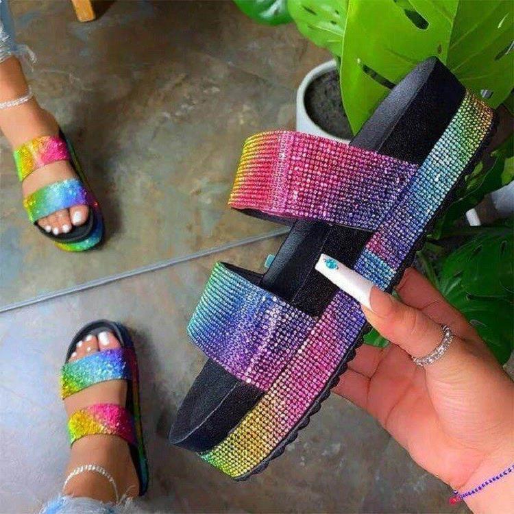 Damen Glamouröse Komfortsandalen mit Strassverzierungen EB