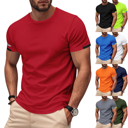 Herren nan athletisches Kurzarm Baumwolljersey T-Shirt mit Rundhalsausschnitt und reflektierenden Ärmeldetails EB