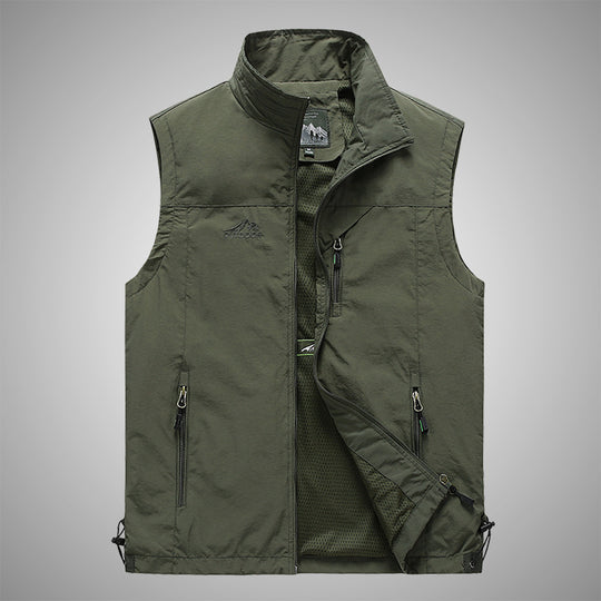 Herren Multifunktionale Outdoorweste mit winddichter Hülle, Netzfutter und Reißverschlusstaschen EB