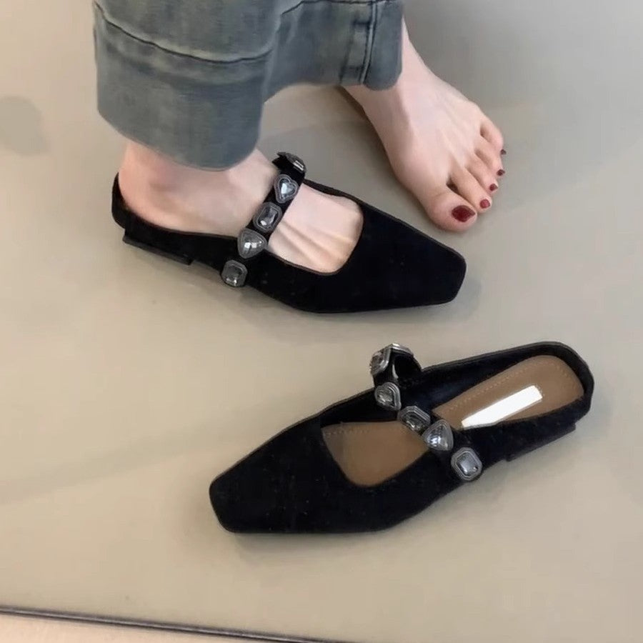 Damen Slingback-Ballerinas mit stilvoller Glitzerverzierung und komfortabler Sohle EB