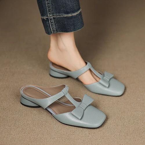 Damen Slingback-Pantoletten mit elegantem Schleifen-Design EB
