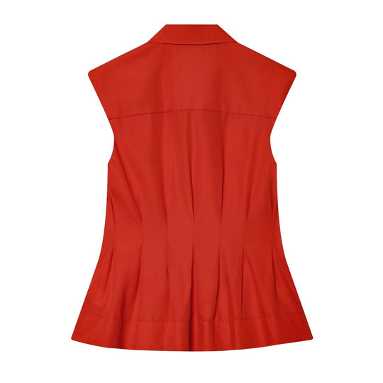 Damen ärmelloses Blusenshirt mit raffinierter Taillierung und elegantem Kragen EB