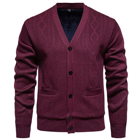 Herren modische Strickjacke mit klassischem Karomuster EB
