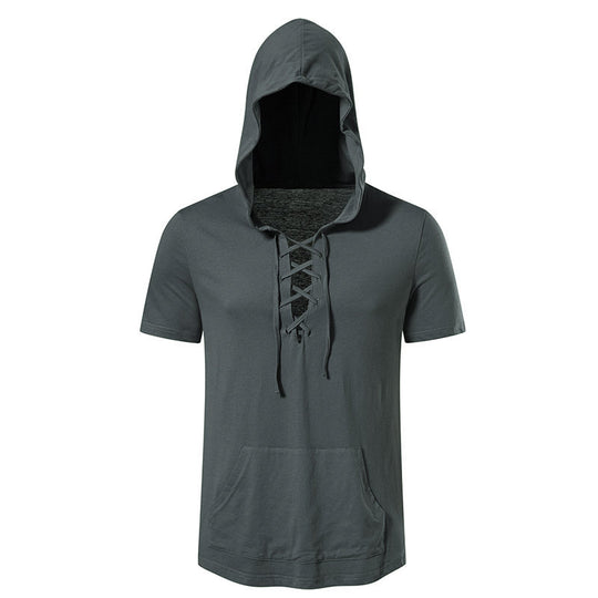 Herren Kapuzen-T-Shirt mit kreativem Schnürdesign EB
