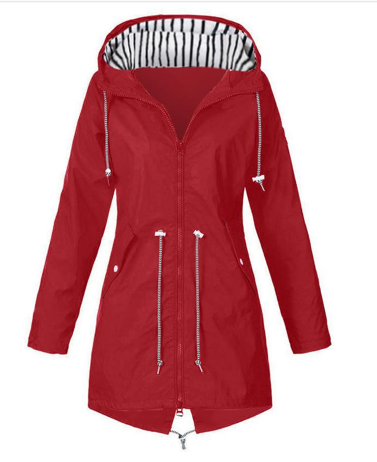 Damen nan taillierte Parka-Jacke mit Kapuze, Kordelzugbund und verdecktem Reißverschluss EB