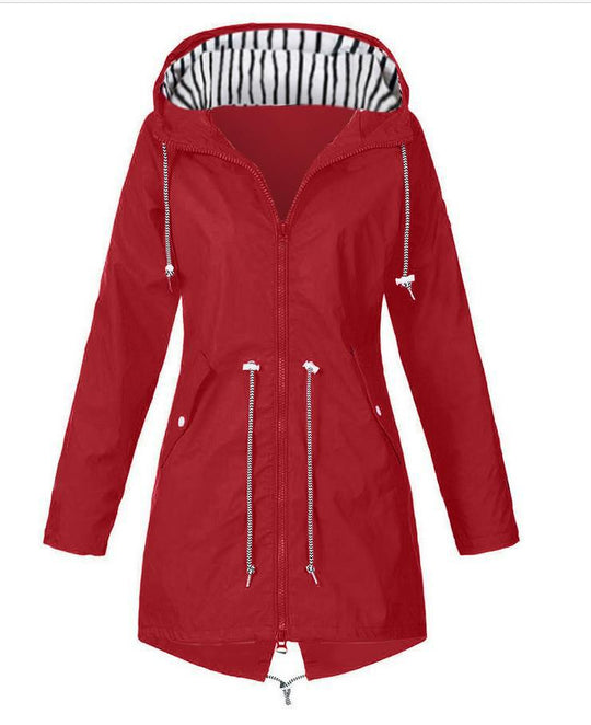Damen nan taillierte Parka-Jacke mit Kapuze, Kordelzugbund und verdecktem Reißverschluss EB