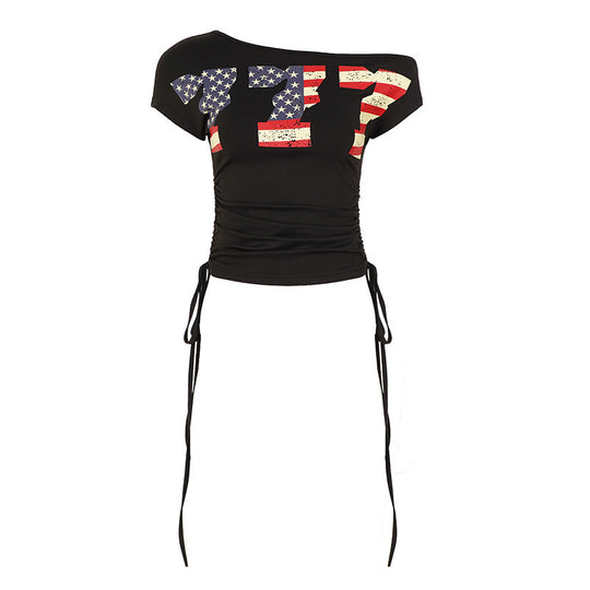 Damen modisches lässiges Crop-Top mit praktischem Rüschensaum EB