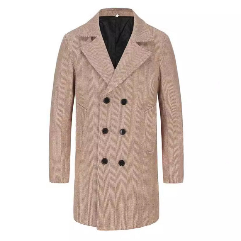 Herren zeitloser Dufflecoat mit elegantem Hahnentrittmuster EB