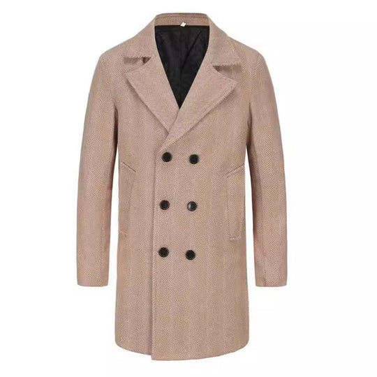 Herren zeitloser Dufflecoat mit elegantem Hahnentrittmuster EB