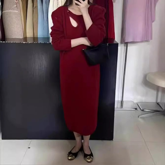 Damen Strickkleid mit modernem Design und eleganten Details EB