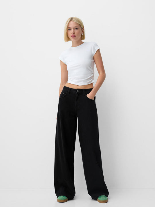 Damen Weite High-Waist Jeanshose im trendigen Schnitt EB
