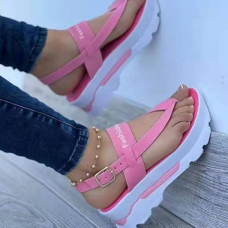 Damen modische Wedge-Sandalen mit ergonomischem Riemendesign und rutschfester Sohle EB