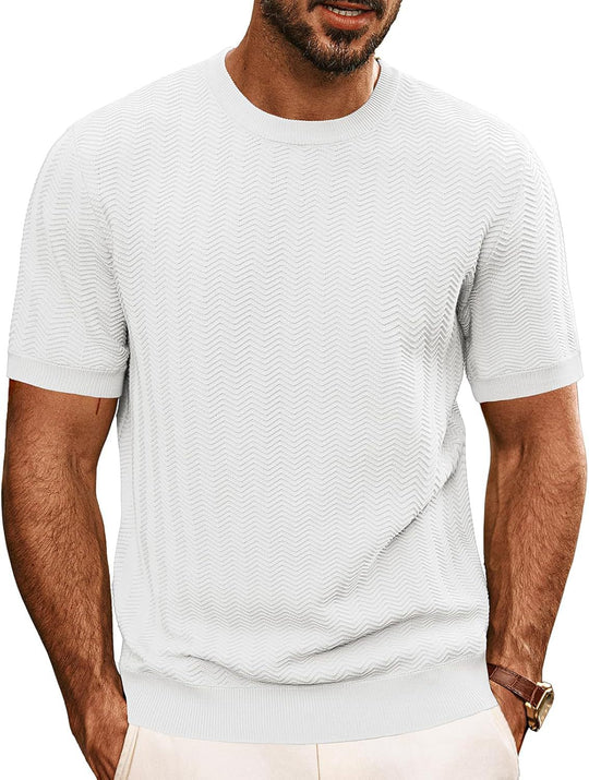Herren strukturiertes Rundhals T-Shirt EB