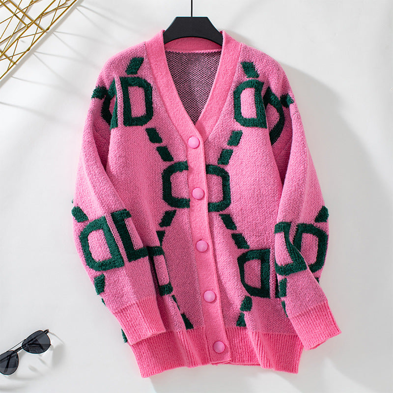 Damen oversized Strickjacke mit auffälligem Design und Knöpfen EB