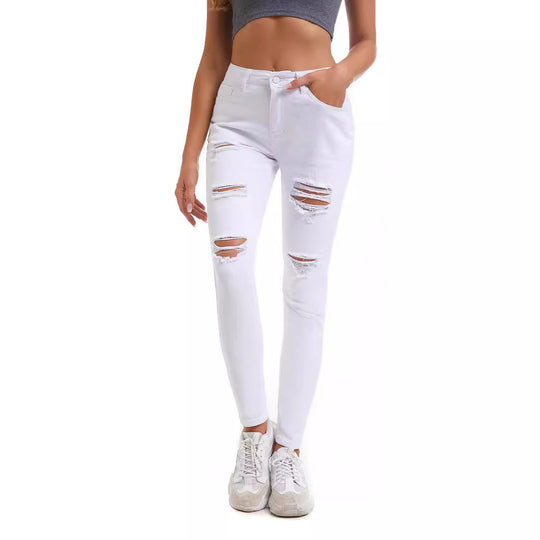 Damen Skinny Jeans mit modischen Rissen EB