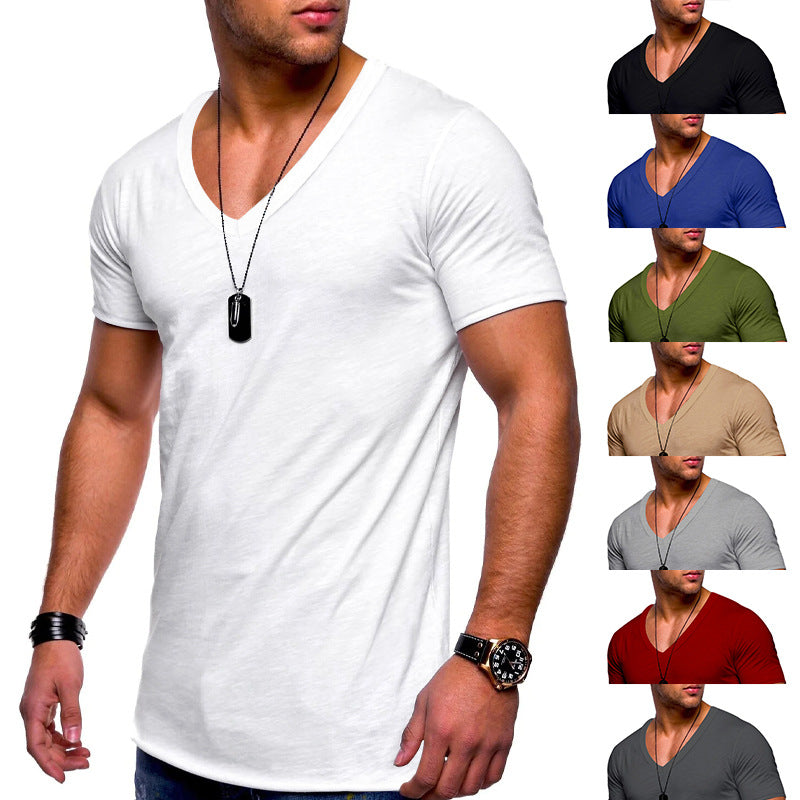 Herren nan V-Ausschnitt T‑Shirt aus feinem Jersey mit schmaler Silhouette und flachen Nähten EB