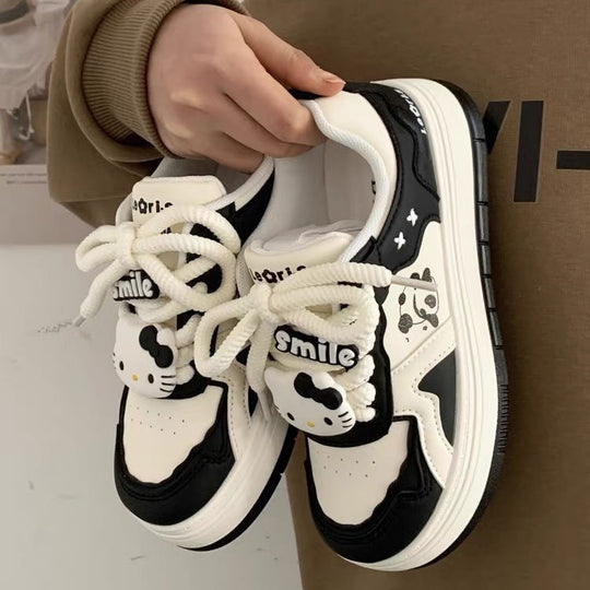 Damen Modische Sneakers mit spielerischem Panda-Design und rutschfester Sohle EB