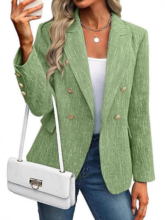 Damen Klassischer Double-Breasted Blazer mit goldenen Knöpfen EB