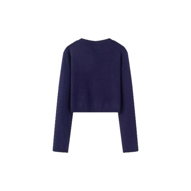 Damen Cropped Pullover mit verspieltem Schleifenmotiv EB