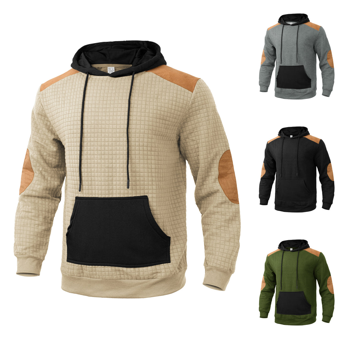 Herren modischer Kapuzenpullover mit strukturiertem Design und Kunstlederakzenten EB