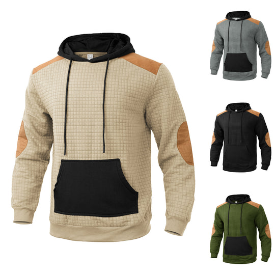 Herren modischer Kapuzenpullover mit strukturiertem Design und Kunstlederakzenten EB