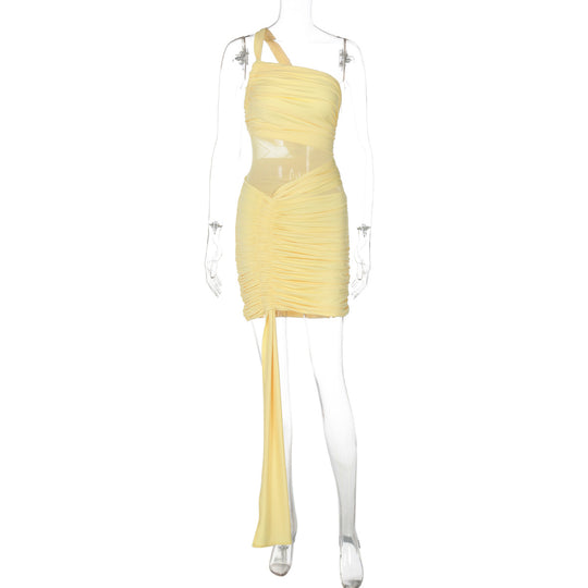 Damen Elegantes asymmetrisches Minikleid mit Drapierungen EB
