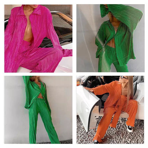 Damen elegantes Lounge-Set aus softem Plissee EB
