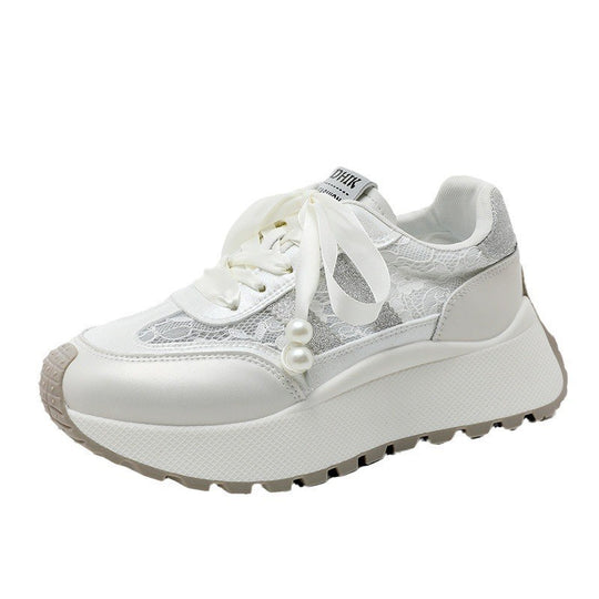 Damen Gemusterte Plateau-Sneaker mit eleganten Schnürdetails EB