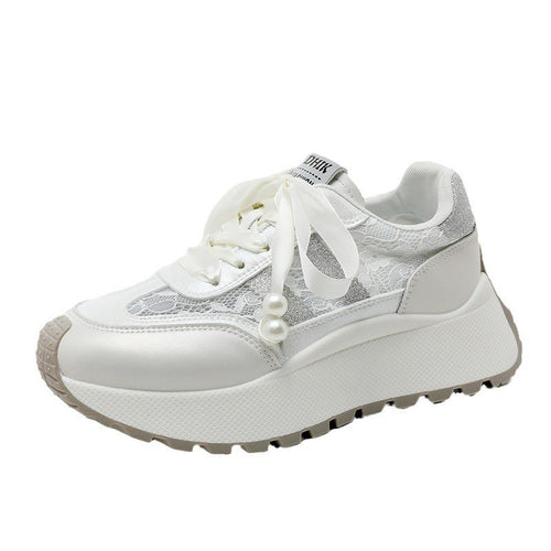 Damen Gemusterte Plateau-Sneaker mit eleganten Schnürdetails EB
