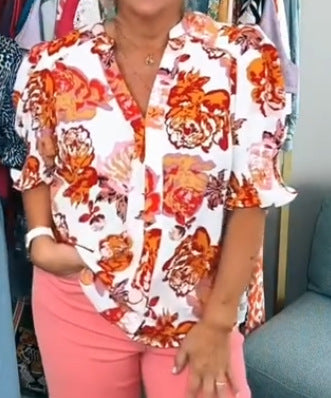 Damen Bluse mit floralem Design und voluminösen Ärmeln Heidi-Mode