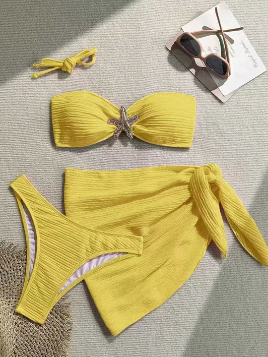 Damen Bandeau-Bikini mit schickem Wickeltuch EB