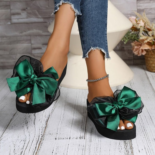 Damen Glamouröse Schaum-Sandalen mit auffälligem Schleifen-Design EB