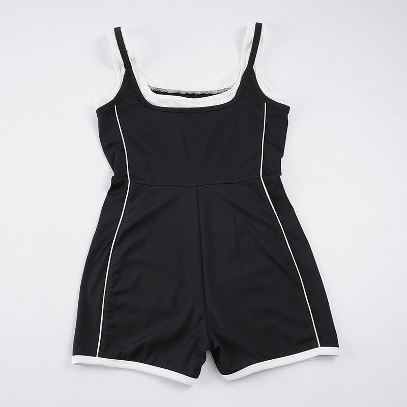 Damen Sportlicher Jumpsuit mit verstellbaren Trägern und atmungsaktiver Funktion EB