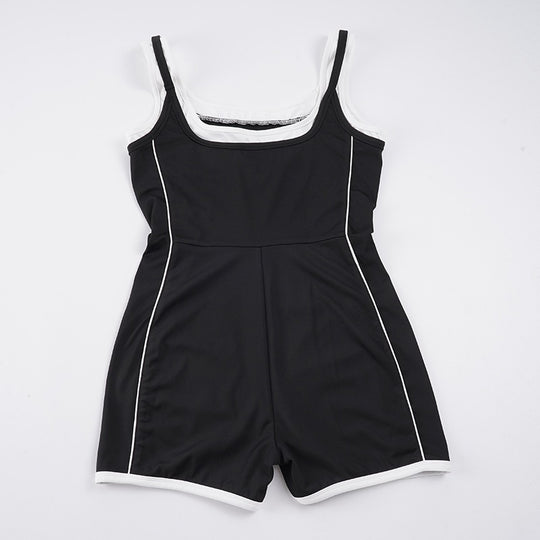 Damen Sportlicher Jumpsuit mit verstellbaren Trägern und atmungsaktiver Funktion EB