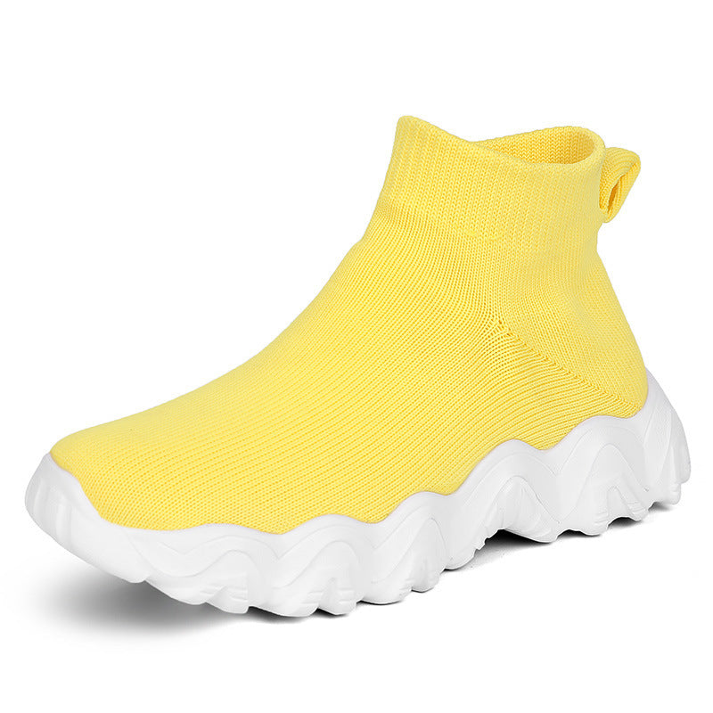 Damen nan elastischer Strick-Sockenschuh mit ergonomischer Wellen-Plateausohle EB
