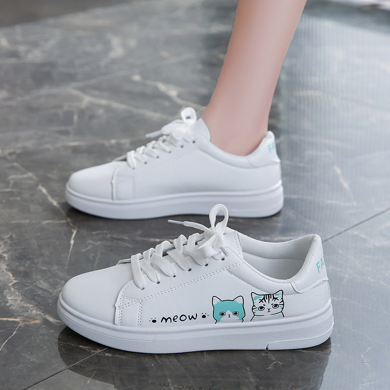 Damen Sneaker mit verspieltem Katzenmotiv und bequemer Sohle EB
