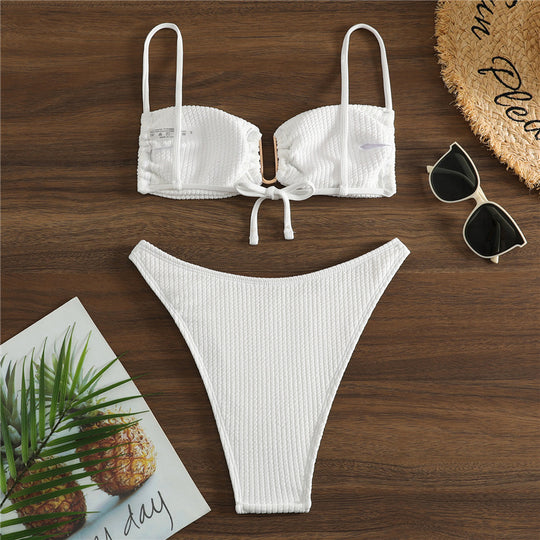 Damen Triangel-Bikini mit raffiniertem Rippendesign und verstellbaren Trägern EB