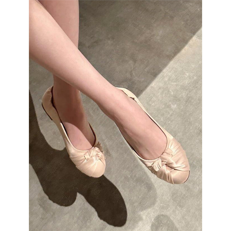 Damen elegante Ballerinas aus satinierter Textil-Oberfläche EB