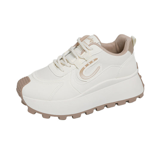 Damen Sportliche Plateau Sneakers mit modischem Design und rutschfester Sohle EB