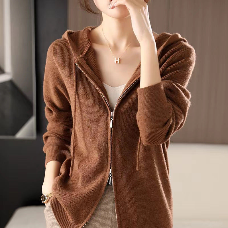 Damen Sportlicher Zip-Hoodie aus feinem Strick EB