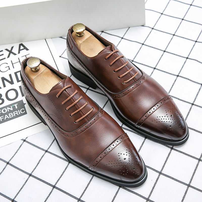 Herren Elegante Schnürschuhe aus hochwertigem Leder mit stilvoller Perforation EB