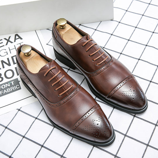 Herren Elegante Schnürschuhe aus hochwertigem Leder mit stilvoller Perforation EB